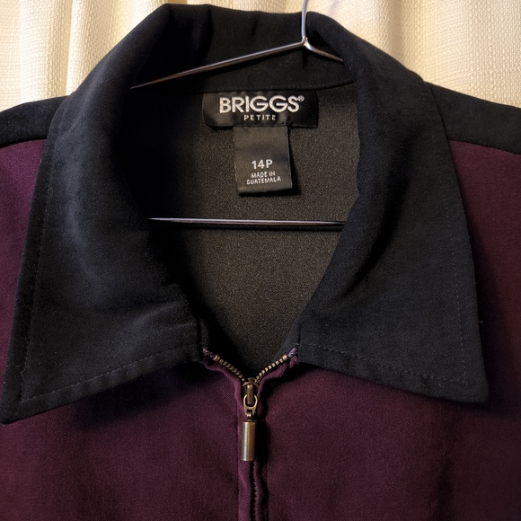 💜 Vtg 90s Briggs Color Block Jacket | Black & Plum | 14P 🧥 - Picture 3 of 4